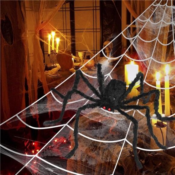3pcs 212'' Halloween Spider Web 49" Halloween Decorations Stretch Cobweb - Picture 5 of 8